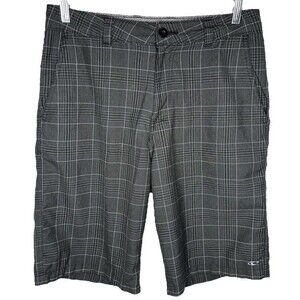 O'Neill Men's Walking Shorts sz 30 * Dark Gray Plaid Bermuda Short Surf Skate
